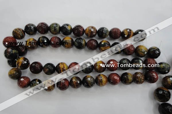 CTE716 15.5 inches 16mm faceted round mixed color tiger eye beads