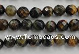 CTE721 15.5 inches 6mm faceted round yellow & blue tiger eye beads