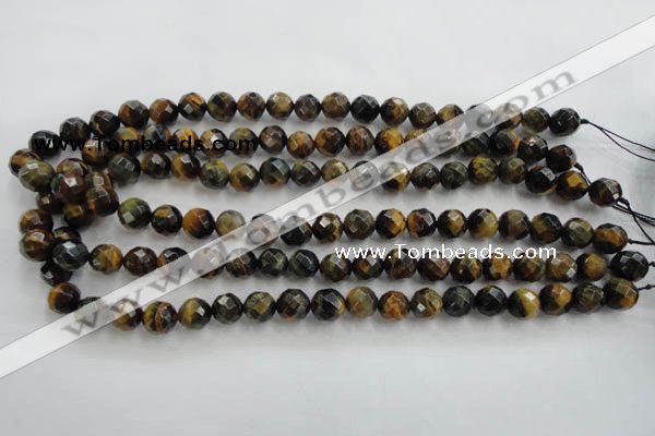 CTE721 15.5 inches 6mm faceted round yellow & blue tiger eye beads