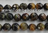 CTE722 15.5 inches 8mm faceted round yellow & blue tiger eye beads