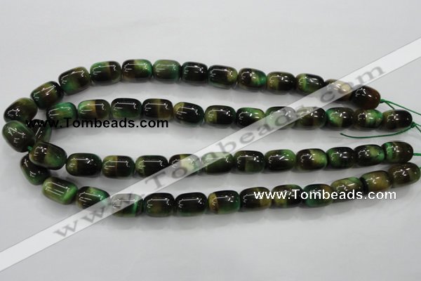 CTE80 15.5 inches 11*15mm drum green tiger eye gemstone beads