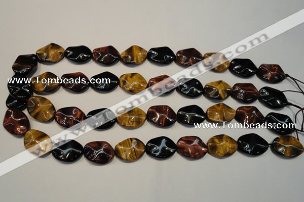 CTE801 15.5 inches 15*20mm wavy oval colorful tiger eye beads