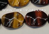 CTE802 15.5 inches 18*25mm wavy oval colorful tiger eye beads