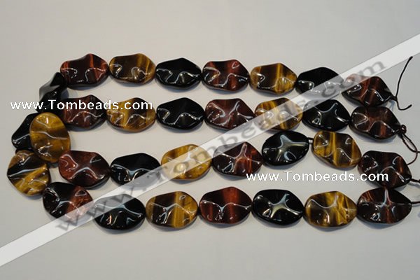 CTE802 15.5 inches 18*25mm wavy oval colorful tiger eye beads