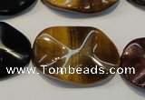 CTE803 15.5 inches 20*30mm wavy oval colorful tiger eye beads