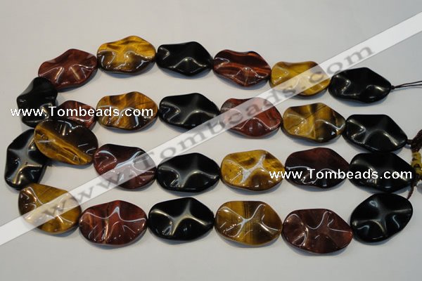 CTE803 15.5 inches 20*30mm wavy oval colorful tiger eye beads