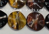 CTE806 15.5 inches 20mm wavy coin colorful tiger eye beads