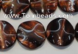 CTE854 15.5 inches 20mm wavy coin red tiger eye beads