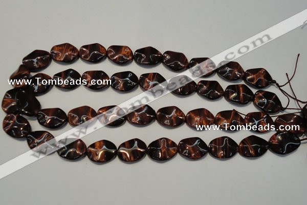 CTE859 15.5 inches 15*20mm wavy oval red tiger eye beads