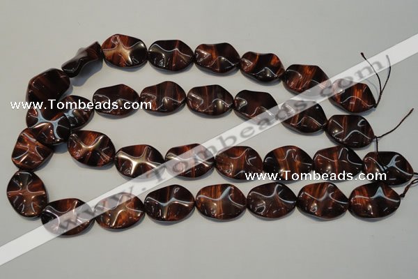 CTE860 15.5 inches 18*25mm wavy oval red tiger eye beads