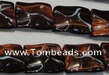 CTE865 15.5 inches 15*20mm wavy rectangle red tiger eye beads