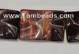 CTE867 15.5 inches 20*30mm wavy rectangle red tiger eye beads