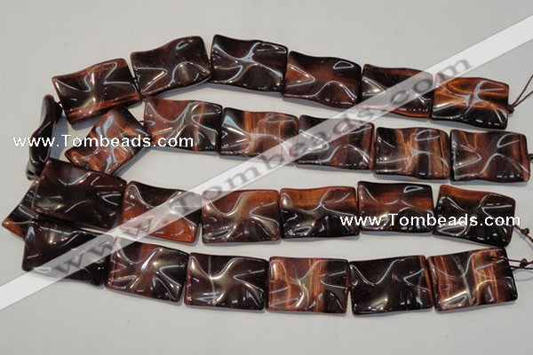 CTE867 15.5 inches 20*30mm wavy rectangle red tiger eye beads