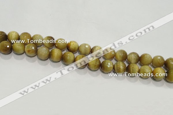 CTE904 15.5 inches 12mm faceted round golden tiger eye beads