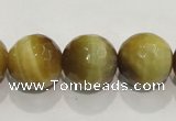 CTE905 15.5 inches 14mm faceted round golden tiger eye beads