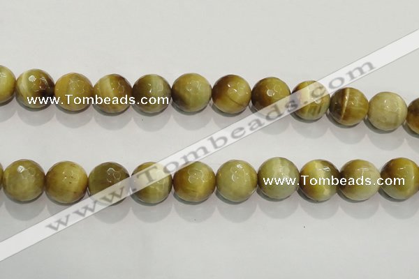 CTE907 15.5 inches 18mm faceted round golden tiger eye beads