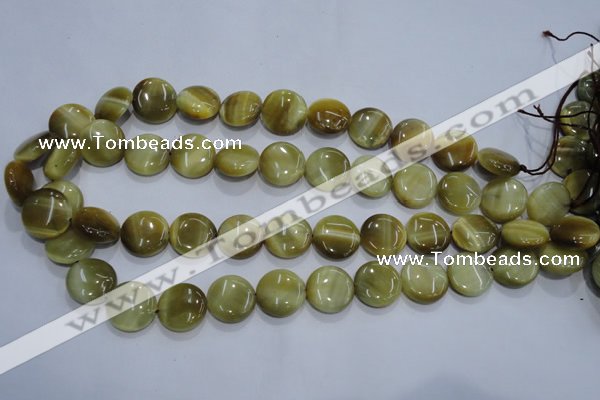 CTE915 15.5 inches 16mm flat round golden tiger eye beads wholesale