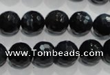 CTE924 15.5 inches 12mm faceted round silver tiger eye beads