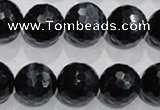 CTE925 15.5 inches 14mm faceted round silver tiger eye beads