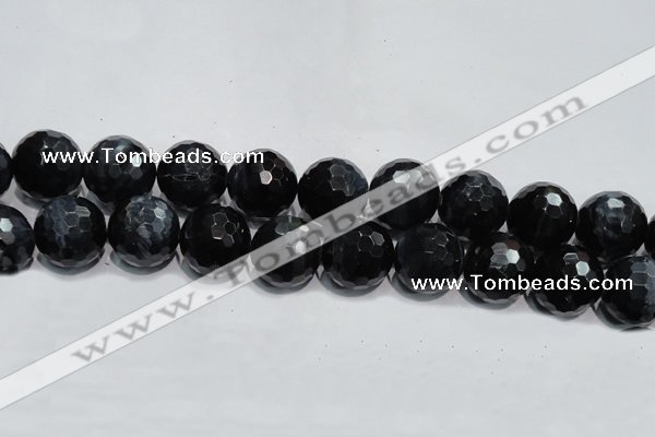 CTE927 15.5 inches 18mm faceted round silver tiger eye beads