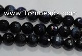 CTE931 15.5 inches 6mm faceted round dyed blue tiger eye beads