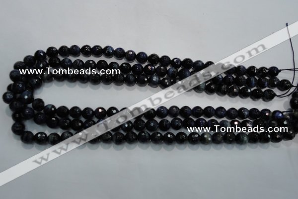 CTE932 15.5 inches 8mm faceted round dyed blue tiger eye beads