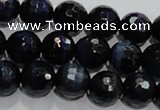 CTE934 15.5 inches 12mm faceted round dyed blue tiger eye beads