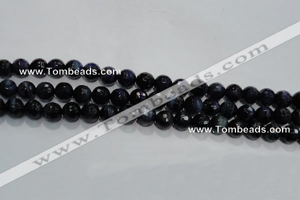 CTE934 15.5 inches 12mm faceted round dyed blue tiger eye beads