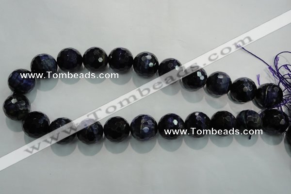 CTE936 15.5 inches 16mm faceted round dyed blue tiger eye beads