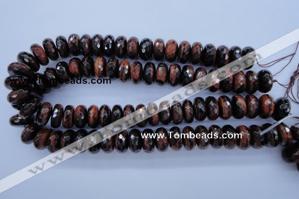 CTE94 15.5 inches 10*18mm faceted rondelle red tiger eye beads