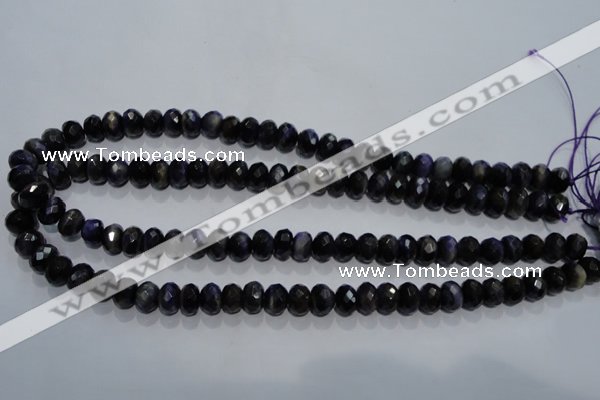 CTE940 15.5 inches 5*8mm faceted rondelle dyed blue tiger eye beads