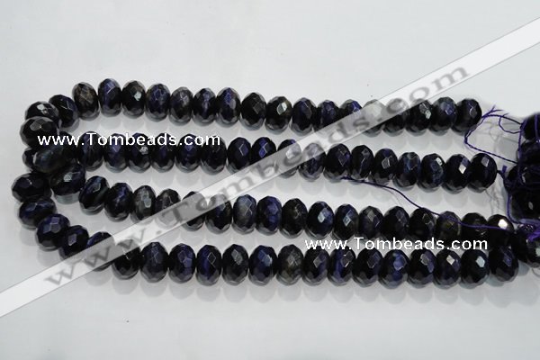 CTE943 15.5 inches 10*14mm faceted rondelle dyed blue tiger eye beads