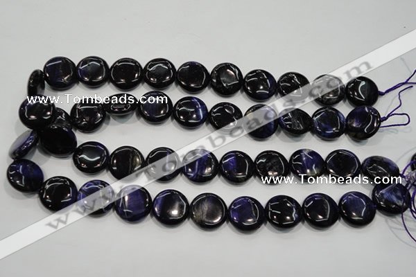 CTE964 15.5 inches 18mm flat round dyed blue tiger eye beads