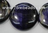 CTE966 15.5 inches 30mm flat round dyed blue tiger eye beads