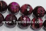 CTE976 15.5 inches 16mm faceted round dyed red tiger eye beads