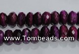 CTE981 15.5 inches 6*10mm faceted rondelle dyed red tiger eye beads