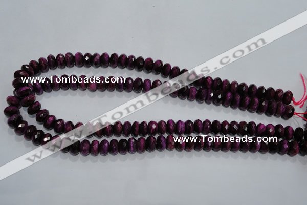 CTE981 15.5 inches 6*10mm faceted rondelle dyed red tiger eye beads