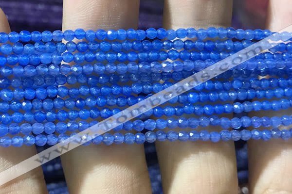 CTG1006 15.5 inches 2mm faceted round tiny blue agate beads