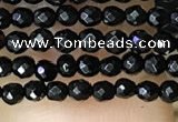 CTG1010 15.5 inches 2mm faceted round tiny black agate beads