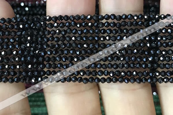 CTG1011 15.5 inches 2mm faceted round tiny black spinel beads