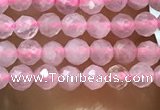 CTG1016 15.5 inches 2mm faceted round tiny rose quartz beads