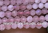 CTG1018 15.5 inches 2mm faceted round tiny rose quartz beads