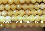 CTG1035 15.5 inches 2mm faceted round tiny yellow jade beads