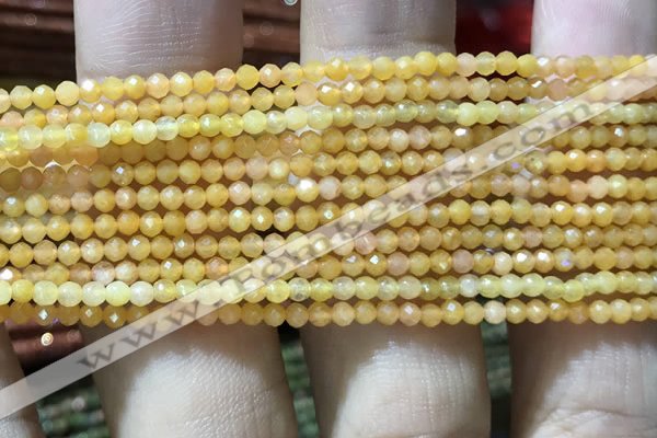 CTG1035 15.5 inches 2mm faceted round tiny yellow jade beads