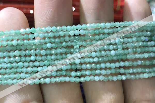 CTG1037 15.5 inches 2mm faceted round tiny green aventurine beads