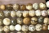 CTG1040 15.5 inches 2mm faceted round tiny picture jasper beads