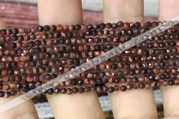 CTG1063 15.5 inches 2mm faceted round tiny red tiger eye beads