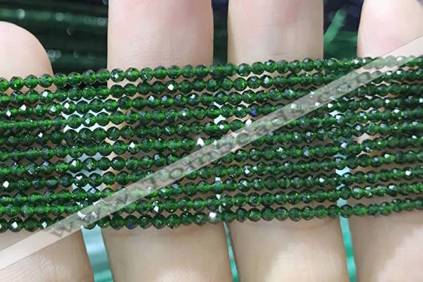 CTG1068 15.5 inches 2mm faceted round tiny green goldstone beads