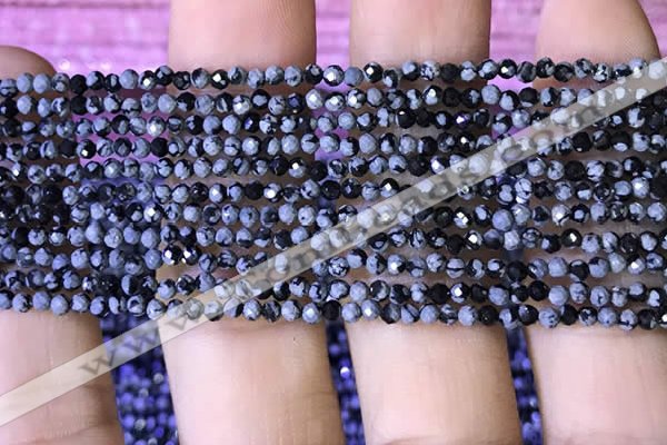 CTG1072 15.5 inches 2mm faceted round tiny snowflake obsidian beads