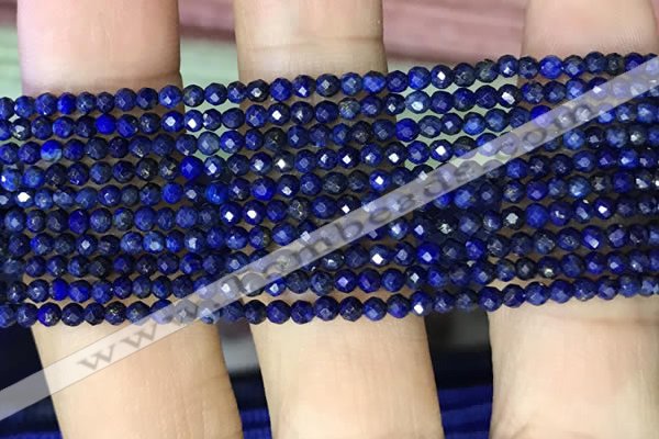 CTG1074 15.5 inches 2mm faceted round tiny dyed lapis lazuli  beads